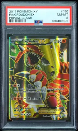 2015 Groudon EX #150 Primal Clash PSA 8 Pokemon Card - Image 1