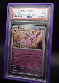 Espeon 033/131 Prismatic Evolutions Poke Ball Reverse Holo Pokemon Card PSA 9 - Image 2