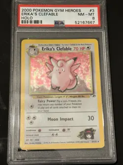 Pokemon TCG Erika's Clefable Gym Heroes Holo Rare Card 3/132 - Image 1