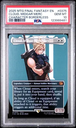 2025 MTG FINAL FANTASY CHARACTER BORDERLESS #0375 CLOUD, MIDGAR MERCENARY PSA 10 - Image 1