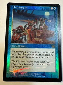 MTG Overburden FOIL Prophecy Rare Magic The Gathering Light Play LP - Image 1