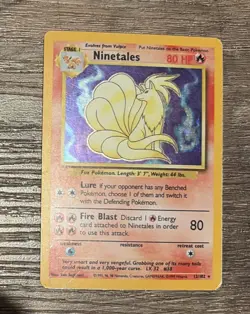 Pokemon Ninetales TCG Base Set Holo Shadowless Rare Card 12/102 Black Flame 1999 - Image 1