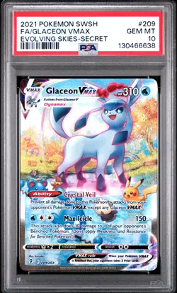 2021 POKEMON SWORD & SHIELD EVOLVING SKIES SECRET FULL ART/GLACEON VMAX PSA 10 - Image 1