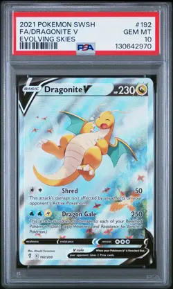 2021 POKEMON SWORD & SHIELD EVOLVING SKIES #192 FULL ART/DRAGONITE V PSA 10 - Image 1
