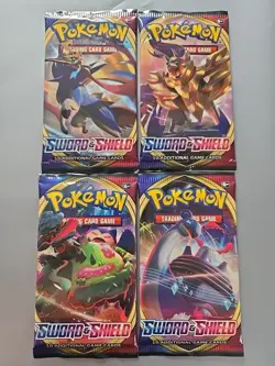 Sword And Shield Base Set Booster Pack LOT of 4 Factory Sealed ART SET Pokemon - Image 1
