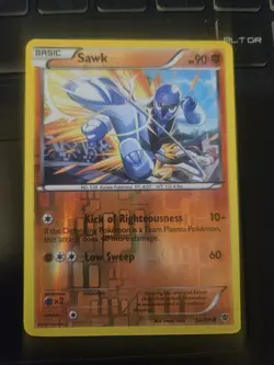 Pokemon TCG Sawk Plasma Blast 52/101 Reverse Holo LP. - Image 1