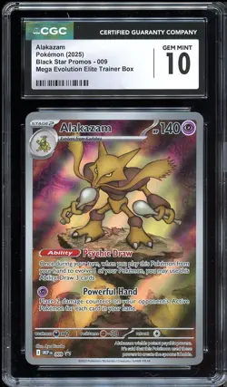 Pokemon Mega Evolution ETB Alakazam Promo 009 CGC 10 GEM MINT - Image 1