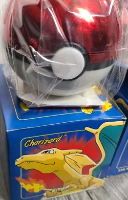 23K Gold Plated CHARIZARD Trading Card 1999 Burger King Pokemon Ball Blue Box - Image 1