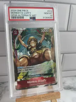 One Piece Card Monkey D Luffy OP06-013 R Alt Art Wings of the Captain PSA 10 - Image 1