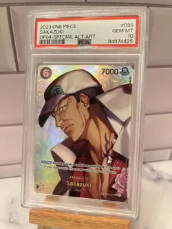 One Piece Card Game Sakazuki Alt Art OP02-099 SR ENG SP - PSA 10 - Image 1