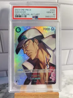 One Piece Card Game Sakazuki Alt Art OP02-099 SR ENG SP - PSA 10 - Image 1