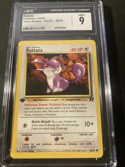 CGC 9 rattata 1st edition team rocket 2000 Pokemon - Image 1
