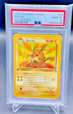 PSA 10 - 1999 Pokemon Fossil 1st Edition RAICHU #29 (3796) - Image 1