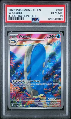 2025 POKEMON JTG EN-JOURNEY TOGETHER ILLUSTRATION RARE #162 WAILORD PSA 10 - Image 1