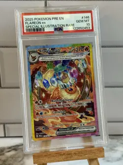 2025 Pokemon Prismatic Evolutions Flareon EX #146 SIR PSA 10 GEM MINT - Image 1