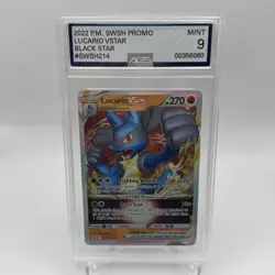 Pokemon SWSH Black Star Promo Lucario VSTAR SWSH214 AGS Mint+ 9.5 Holo 2022 - Image 1