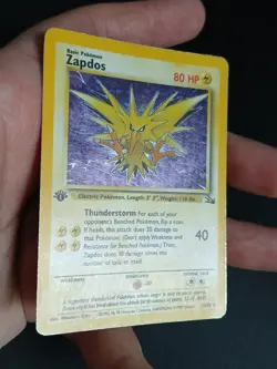 Pokemon TCG Zapdos 15/62 1st Edition Fossil Holo Rare Heavy Play - Image 4