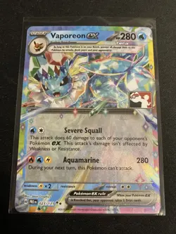 Vaporeon Ex 023/131 Play! Pokemon Stamp- Prize Pack Series 7 - Image 2