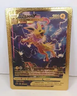 Joltaon Vmax Gold Metal Fan Art Textured Collector Pokemon Card SWSH264 HP300 - Image 1