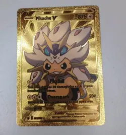 pikachu v 091/080 gold metal fan art card - Image 1