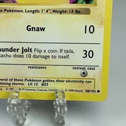 Pokemon Pikachu Card Yellow Cheeks Shadowless 58/102 Base Set - Image 4