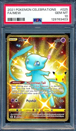 Mew 2021 Pokemon Celebrations #025 Shiny Full Art Gold Secret Rare PSA 10 - Image 1