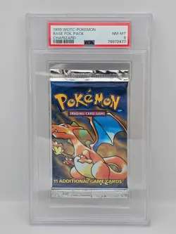 1999 Pokemon Base Unlimited Pack - Charizard PSA 8 NM-MT - Image 1