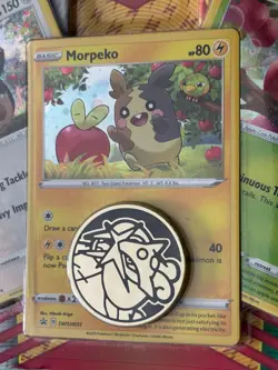 POKEMON TCG BLISTER 2 BOOSTER PACKS, MORPEKO, SNORLAX, APPLIN FOIL CARDS, 1 COIN - Image 4