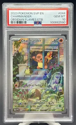 2023 POKEMON SVP EN-SV BLACK STAR PROMO #044 CHARMANDER OBSIDIAN FLAMES PSA 10 - Image 1