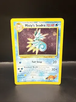 Pokemon TCG Misty's Seadra Holo Rare Gym Heroes Prerelease 9/132 A - Image 1