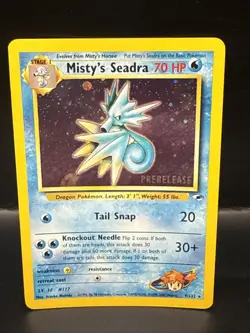 Pokemon TCG Misty's Seadra Holo Rare Gym Heroes Prerelease 9/132 B - Image 1