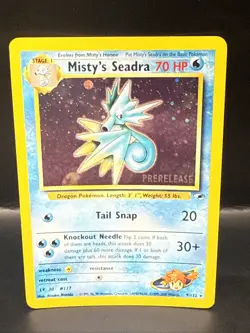 Pokemon TCG Misty's Seadra Holo Rare Gym Heroes Prerelease 9/132 B - Image 2