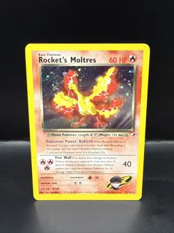 Pokemon TCG Rockets Moltres Holo Rare Card 12/132 Gym Heroes Set Swirl - Image 3