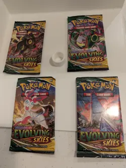 Evolving Skies Pokemon TCG Booster Packs (4 Packs) FACTORY SEALED Art Set - Image 1