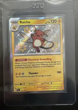 Pokemon TCG Raichu 132/091 Paldean Fates Shiny Rare Card NM Condition - Image 1