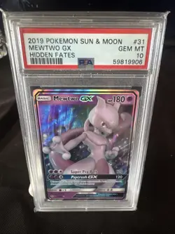 2019 POKEMON HIDDEN FATES MEWTWO GX PSA 10 GEM MINT 31/68 - Image 1