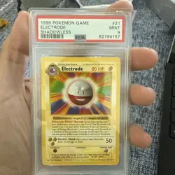 Pokemon PSA 9 MINT 1999 Base Set Shadowless Electrode Card 21/102 - Image 1