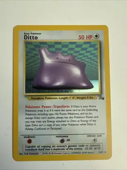 Pokemon TCG Ditto Fossil, Holo Unlimited Rare Card 3/62 - Image 1