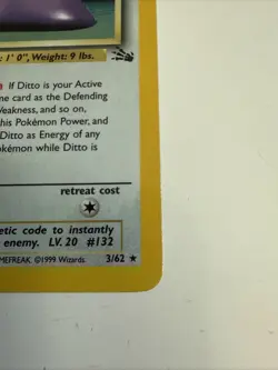 Pokemon TCG Ditto Fossil, Holo Unlimited Rare Card 3/62 - Image 4