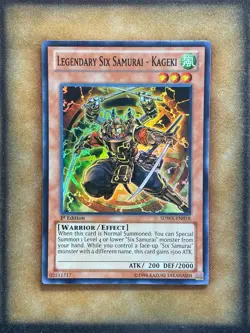 Yugioh Legendary Six Samurai - Kageki SDWA-EN018 Super Rare 1st Ed NM - Image 1