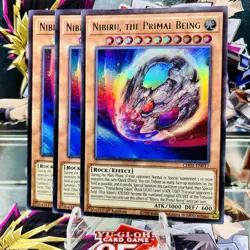 3x Yugioh Playset Nibiru, the Primal Being CH01-EN017 Ultra Rare 1st Near Mint - Image 1
