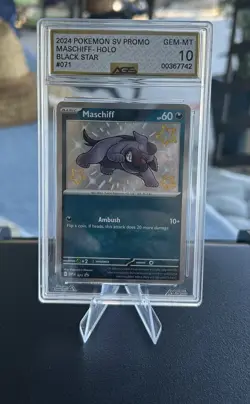 2024 Pokemon SV Promo Maschiff Holo Black Star AGS Gem Mint 10 - Image 1