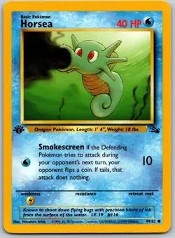 Horsea - 49/62 - Pokemon Fossil 1st Edition Common WOTC VLP - Image 1