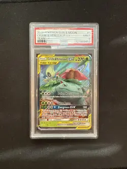 Pokemon TCG Celebi & Venusaur GX Holo Ultra Rare Card Team Up 1/181 PSA 9 - Image 1