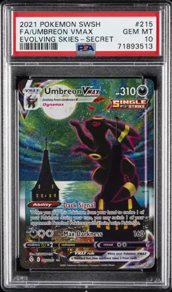2021 POKEMON SWORD & SHIELD EVOLVING SKIES SECRET FULL ART/UMBREON VMAX PSA 10 - Image 1