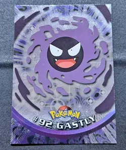 1999 Topps Pokemon TV Animation Gastly #92 Foil Holo Card LP - Image 1