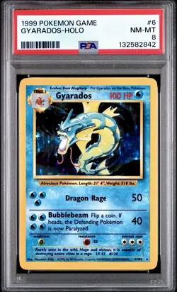 1999 Pokemon Game 6 Gyarados-Holo PSA 8 - Image 1