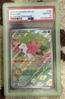 2025 POKEMON DRI EN-DESTINED RIVALS ILLUSTRATION RARE #185 SHAYMIN PSA 10 - Image 1