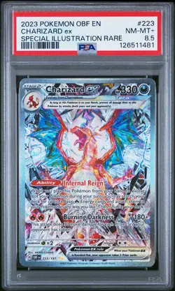 2023 POKEMON OBF EN-OBSIDIAN FLAMES #223 CHARIZARD EX PSA 8.5 - Image 1