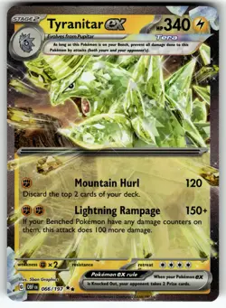 Tyranitar ex 066/197 SV03: Obsidian Flames NM Pokemon Card TCG - Image 1